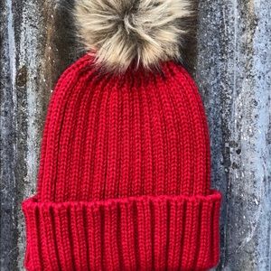 Red Pom Pom Hat
